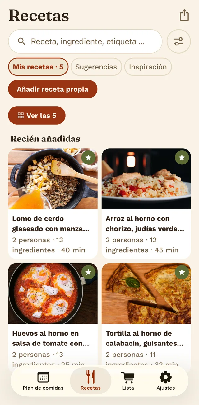 La colección de recetas en Tellerino, con fotos, raciones y tiempos de cocción.